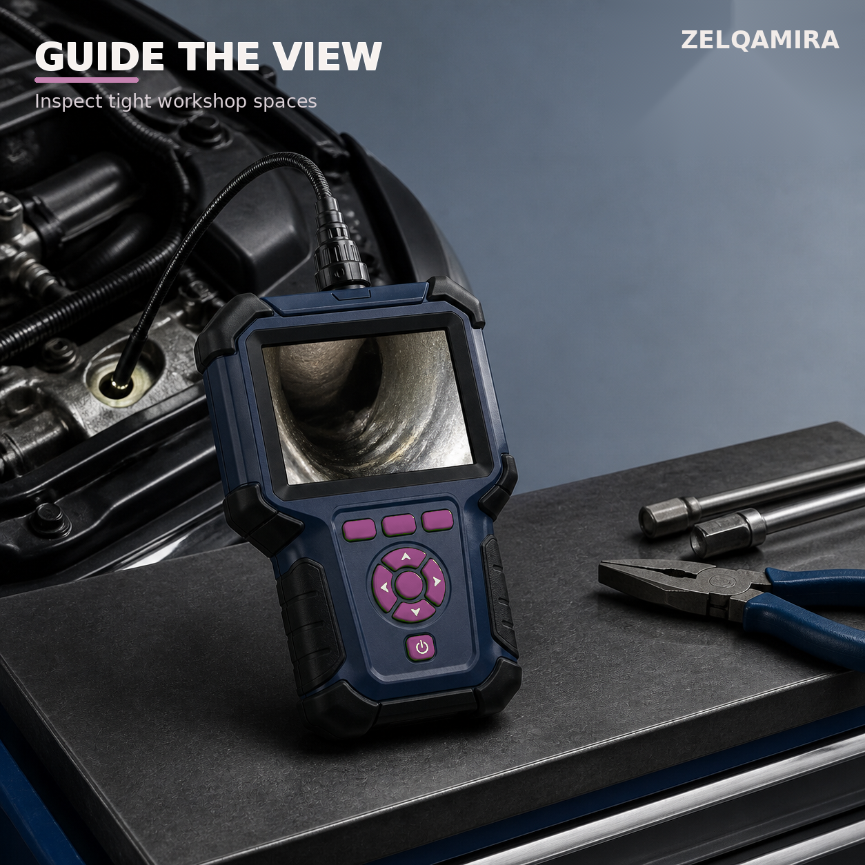 ZELQAMIRA Articulating Inspection Camera – Rechargeable Borescope with Large Screen